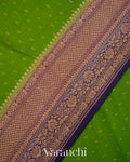 Parrot Green Pure Crepe Silk Handloom Saree