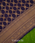 Parrot Green Pure Crepe Silk Handloom Saree