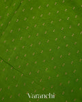 Parrot Green Pure Crepe Silk Handloom Saree
