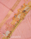 Peachy Pink Pure Moonga Silk Saree