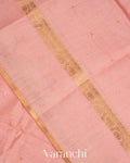 Peachy Pink Pure Moonga Silk Saree