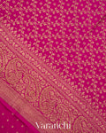 Rani Pink Pure Crepe Silk Handloom Saree