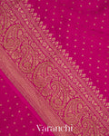 Rani Pink Pure Crepe Silk Handloom Saree