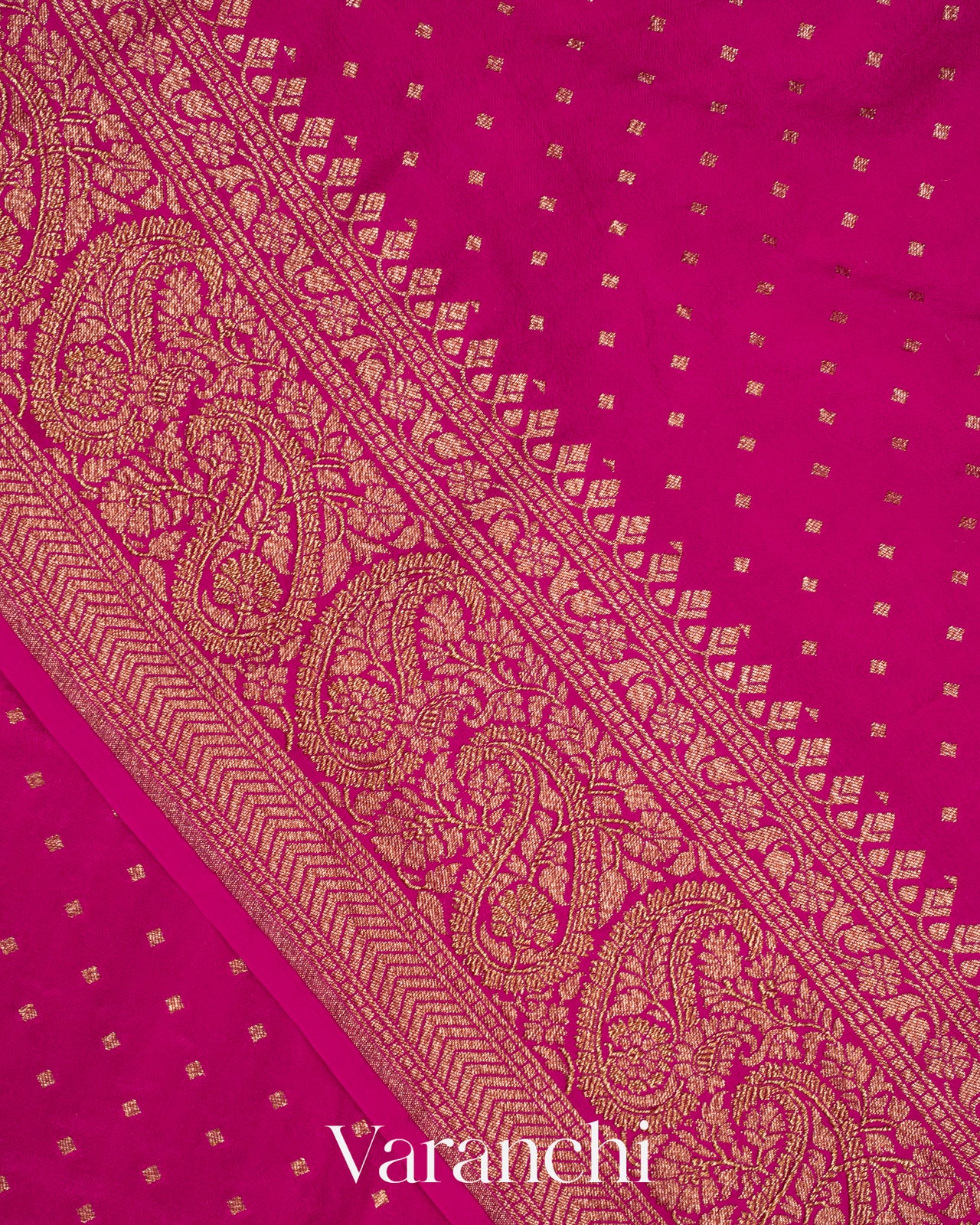 Rani Pink Pure Crepe Silk Handloom Saree