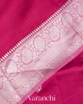 Deep Pink Pure Raw Mango Silk Handloom Saree