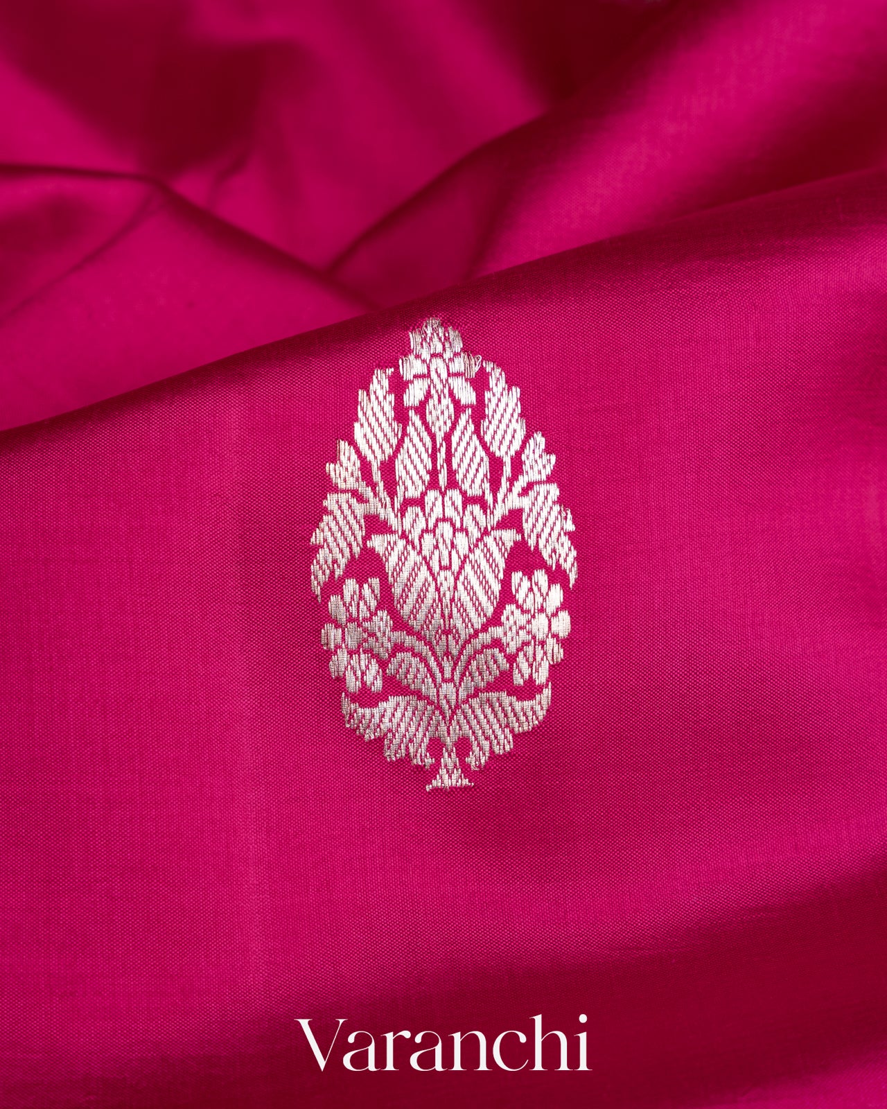 Deep Pink Pure Raw Mango Silk Handloom Saree