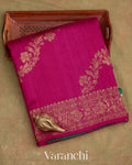 Rani Pink Pure Raw Silk Handloom Saree