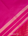 Rani Pink Pure Tissue Kora Striped Silk Saree