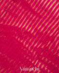 Rani Pink Pure Tissue Kora Striped Silk Saree