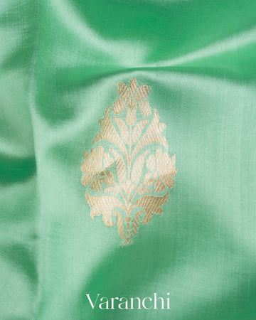 Lux Green Pure Raw Mango Silk Handloom Saree