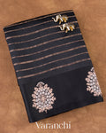 Jet Black Pure Poona Silk Handloom Saree