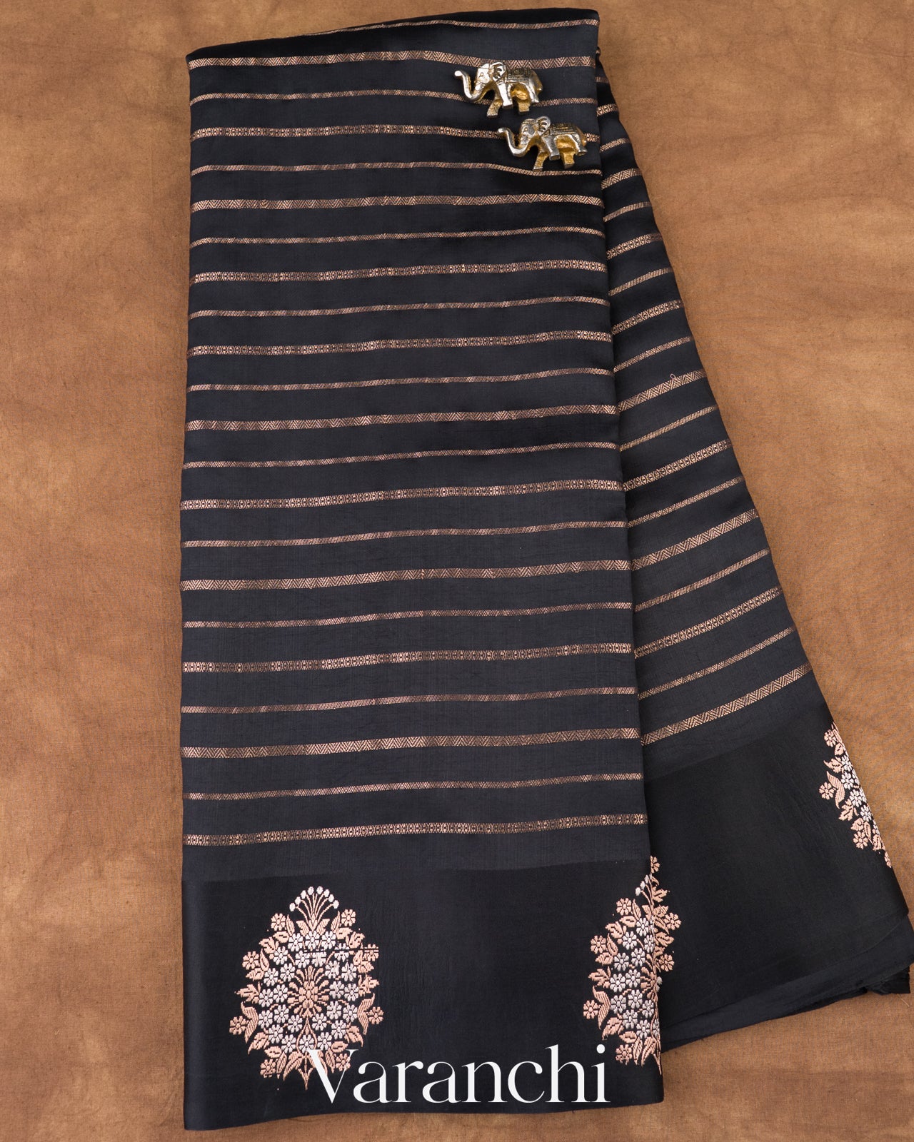Jet Black Pure Poona Silk Handloom Saree