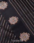 Jet Black Pure Poona Silk Handloom Saree