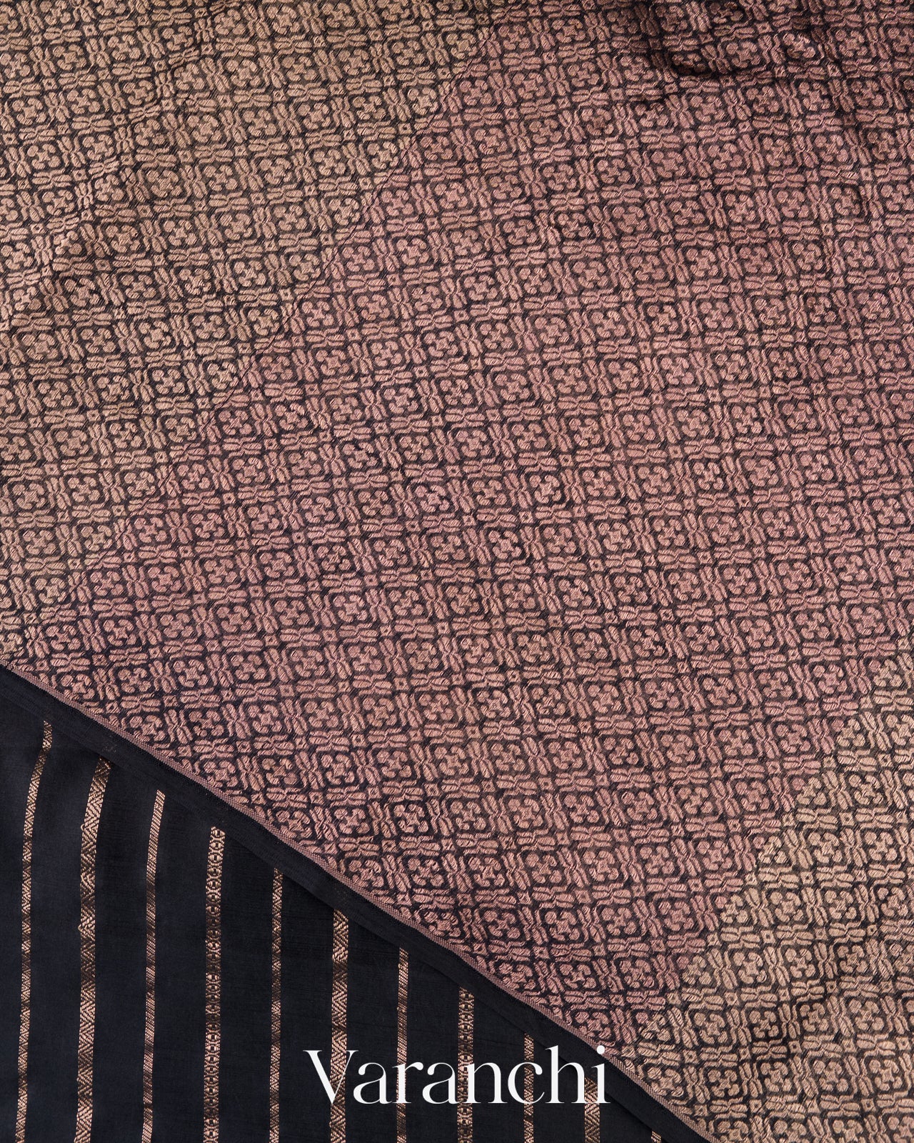 Jet Black Pure Poona Silk Handloom Saree