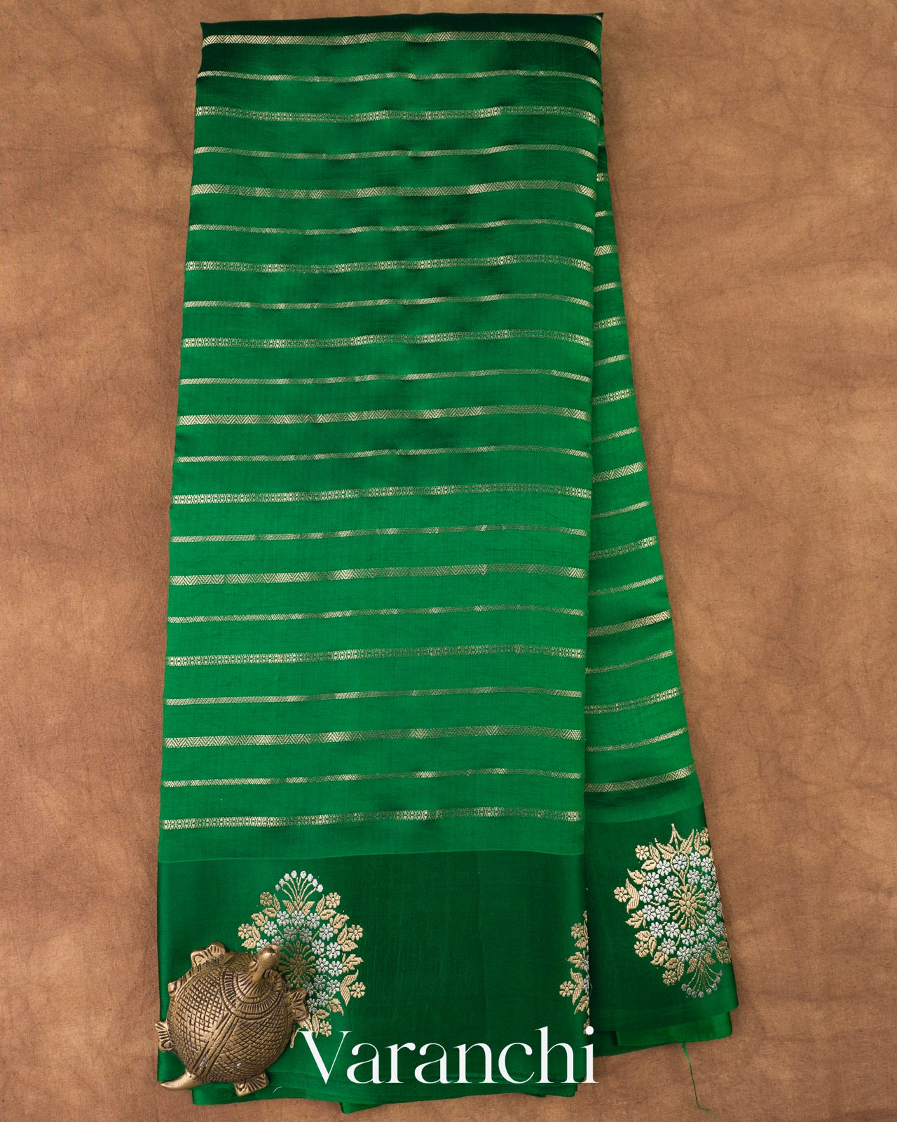 Emerald Green Pure Poona Silk Handloom Saree