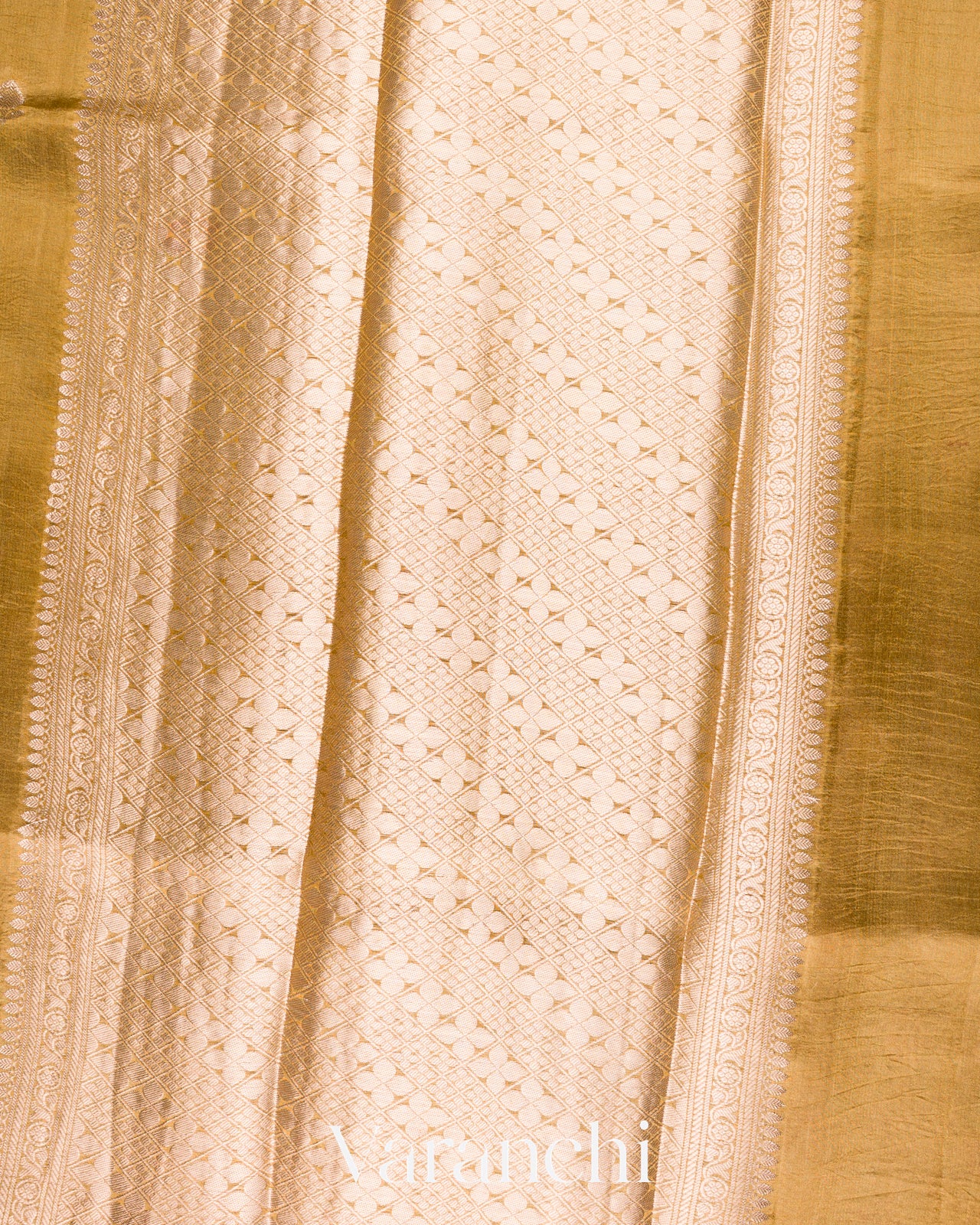 Mehandi Brown Floral Printed Pure Poona Silk Saree