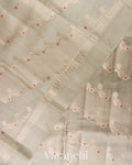 powdered ivory Pure Poona Silk Saree 