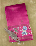 Pink Floral Printed Pure Poona Silk Saree