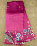Pink Floral Printed Pure Poona Silk Saree