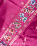 Pink Floral Printed Pure Poona Silk Saree