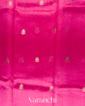 Bright Pink Floral Printed Pure Poona Silk Saree