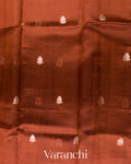 Rust Brown Floral Printed Pure Poona Silk Saree