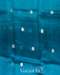 Deep Turquoise Floral Printed Pure Poona Silk Saree