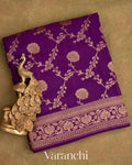 Purple Pure Crepe Silk Handloom Saree