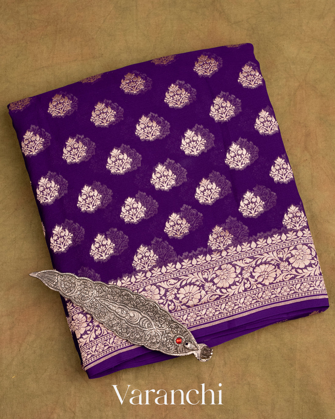 Deep Violet Pure Georgette Silk Saree