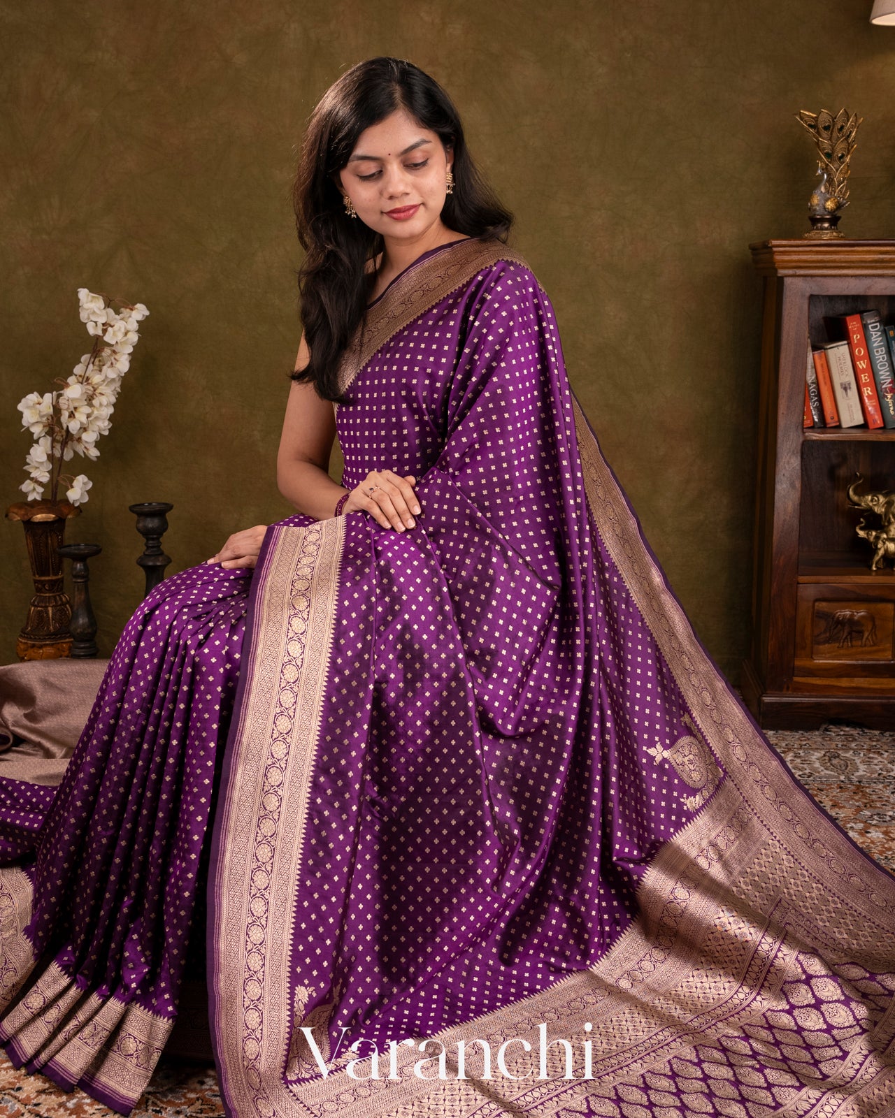 Royal Purple Pure Katan Silk Handloom Saree