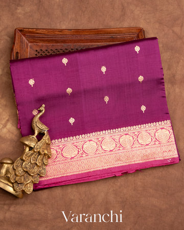 Mulberry Purple Pure Katan Silk Handloom Saree