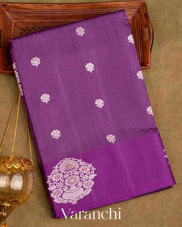 Purple Pure Moonga Silk Handloom Saree