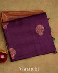 Deep Purple Borderless Pure Raw Silk Handloom Saree