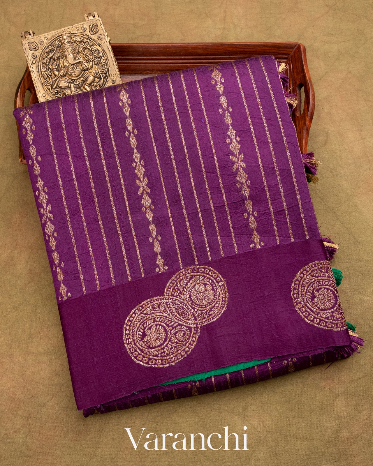 Purple Pure Raw Silk Handloom Saree