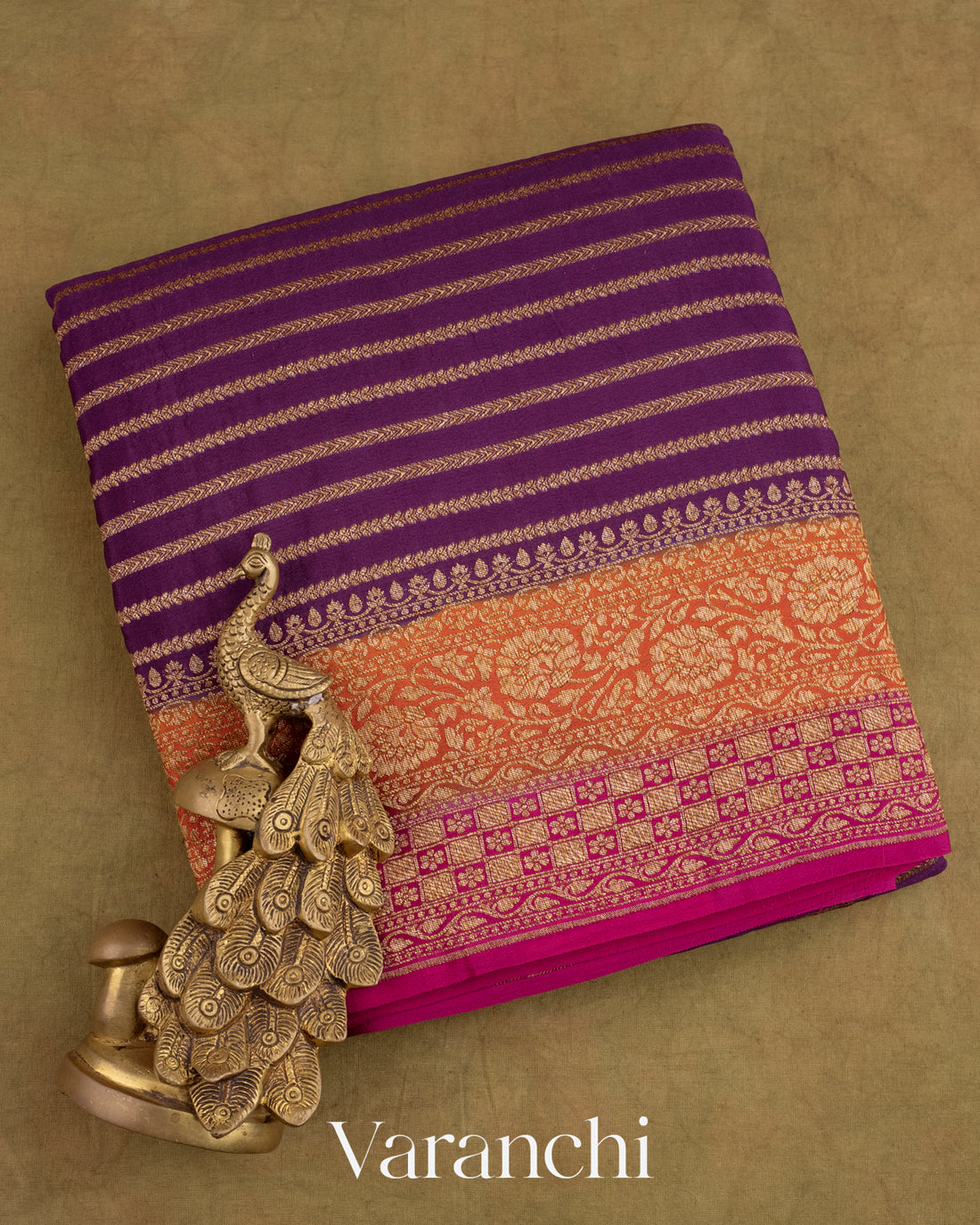 Deep Purple Pure Crepe Silk Handloom Saree