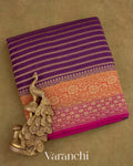 Deep Purple Pure Crepe Silk Handloom Saree