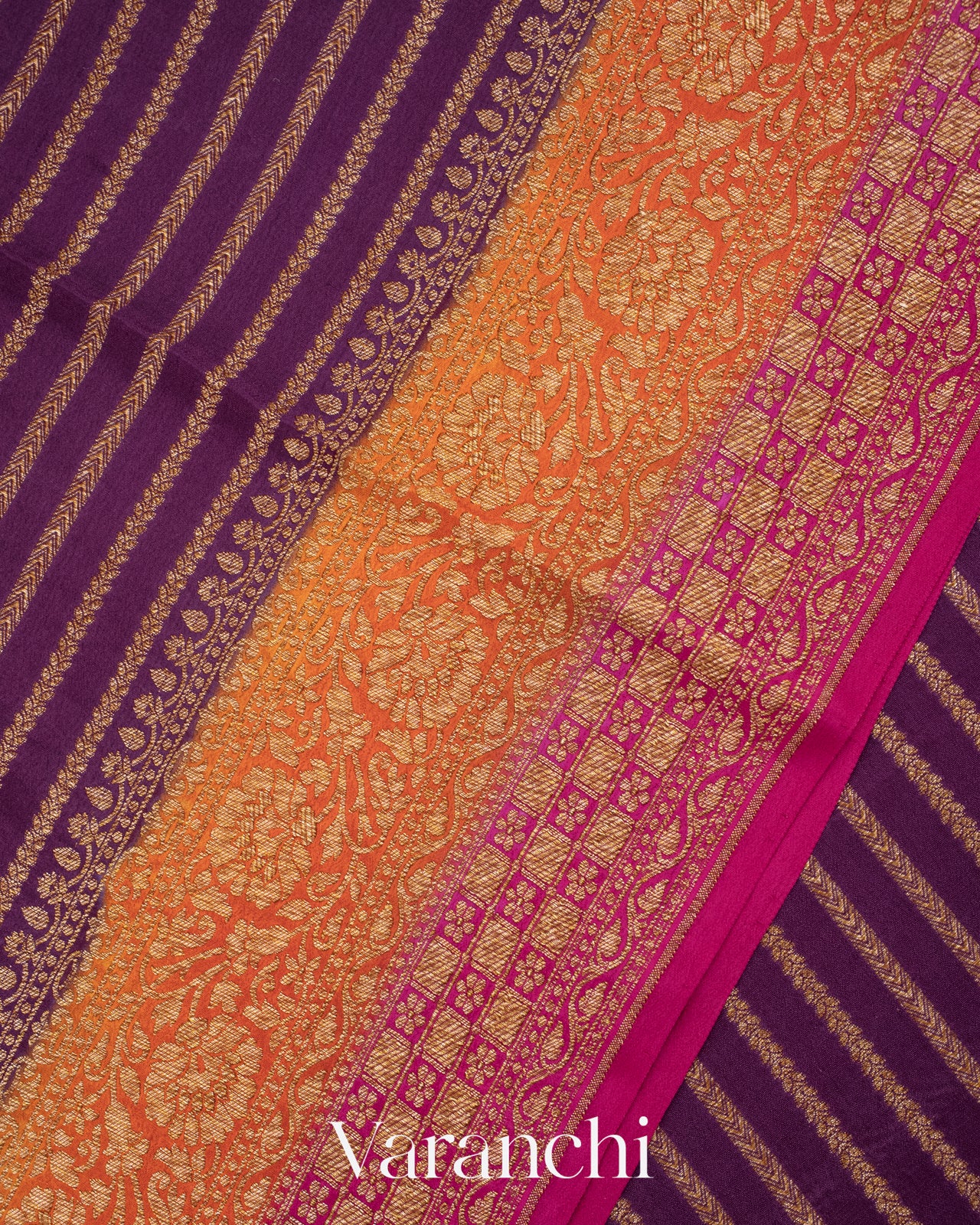 Deep Purple Pure Crepe Silk Handloom Saree