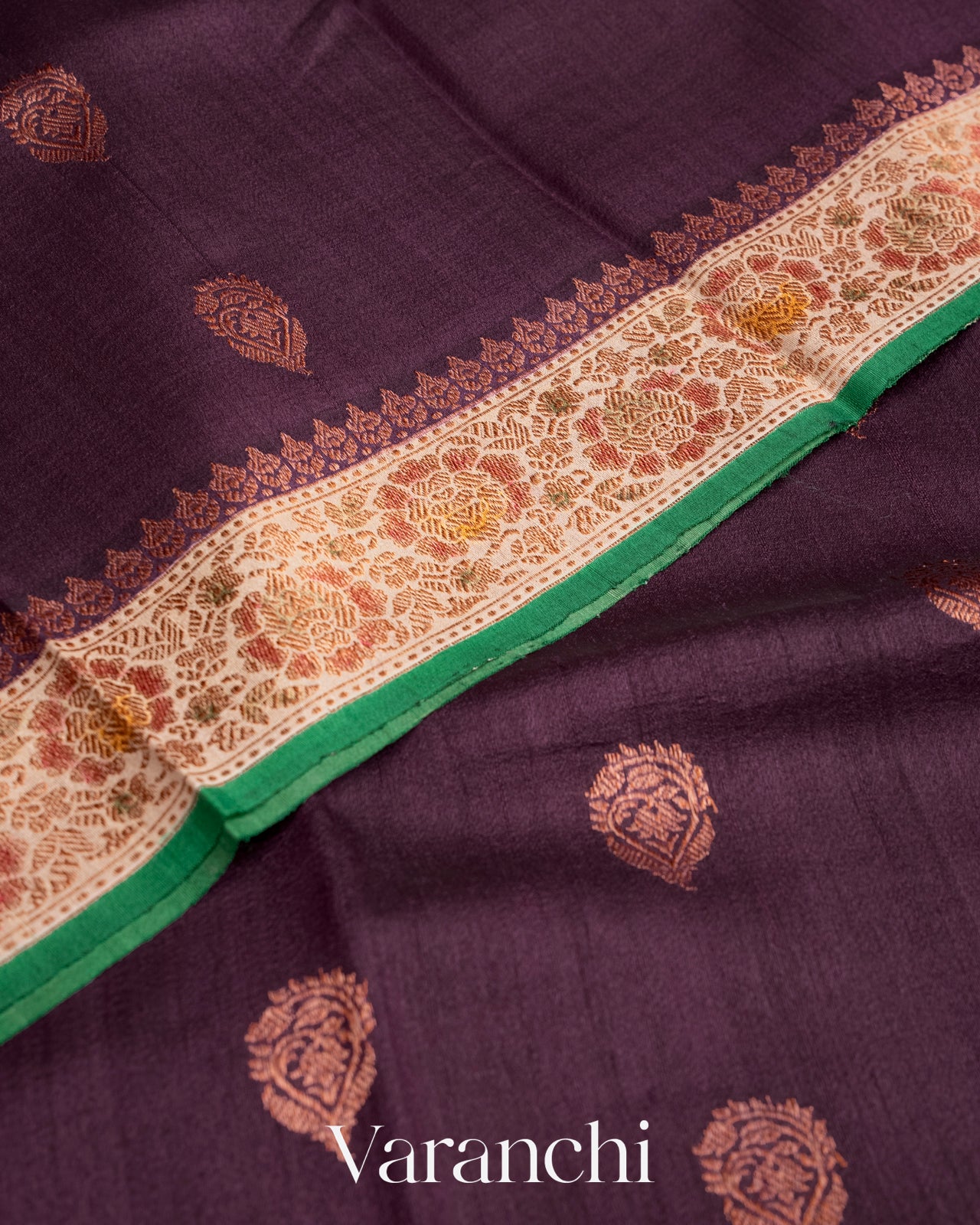 Purple Pure Tussar Silk Handlooom Saree