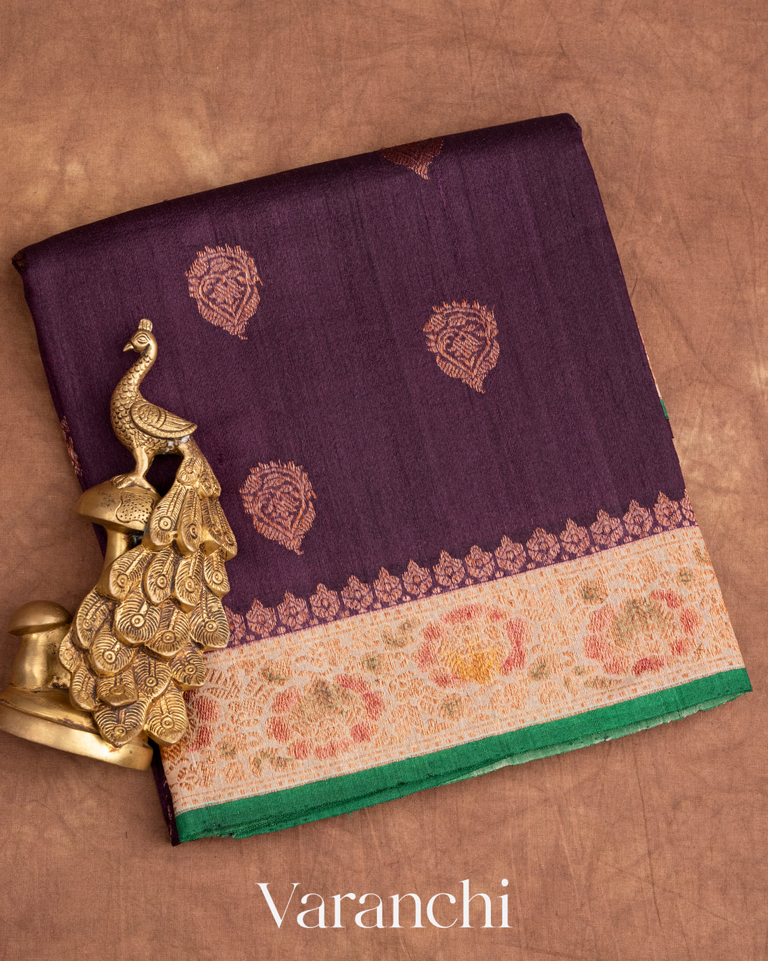 Purple Pure Tussar Silk Handlooom Saree