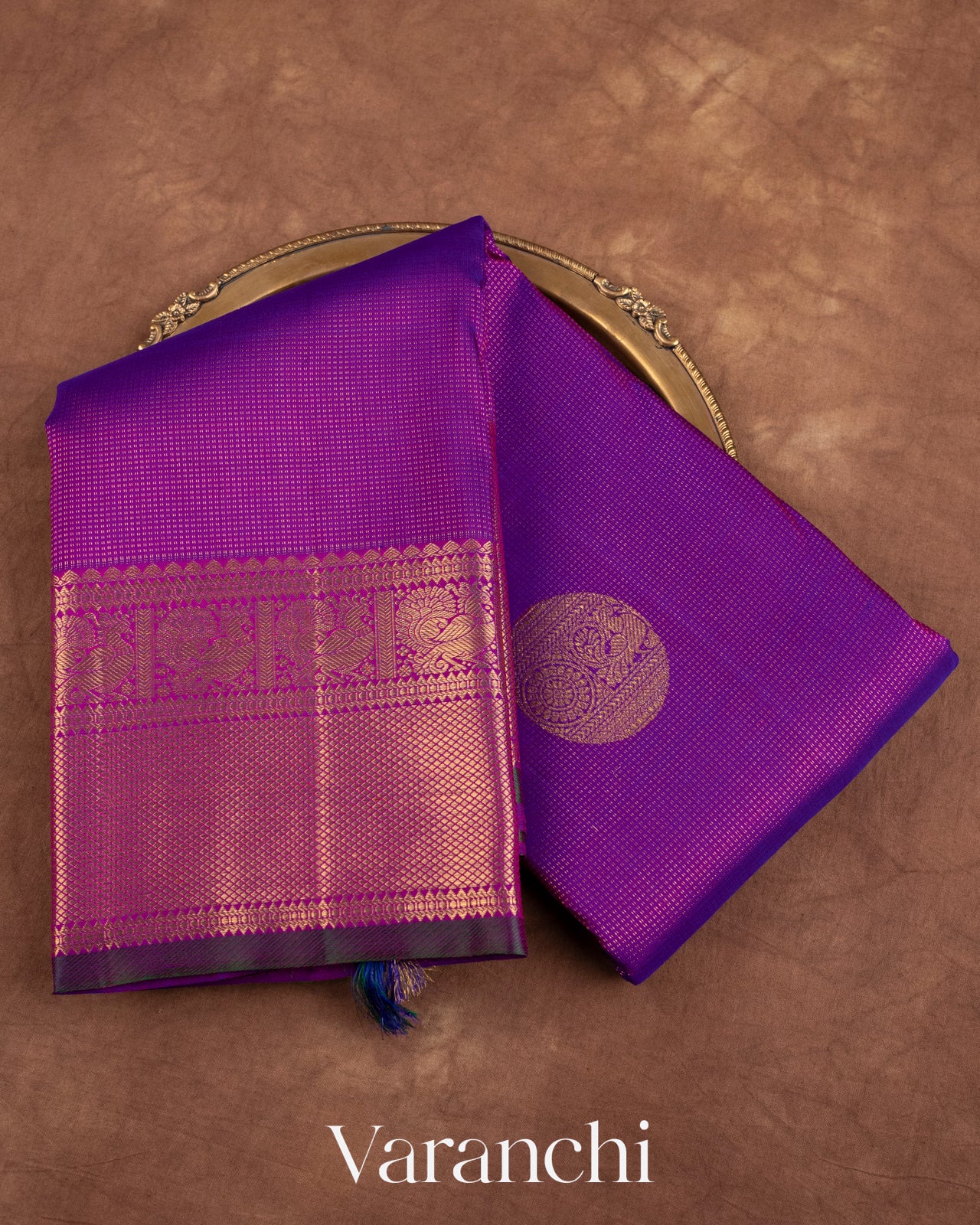 Deep Purple Pure Kanchipuram Silk Handloom Saree