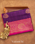 Deep Purple Pure Dupion Silk Handloom Saree