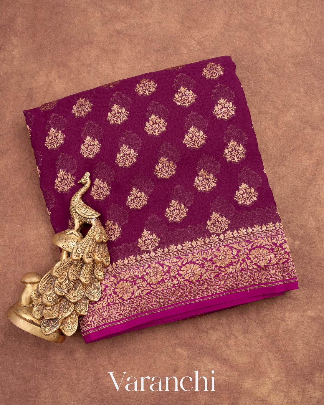 Wine Pure Georgette Silk Saree