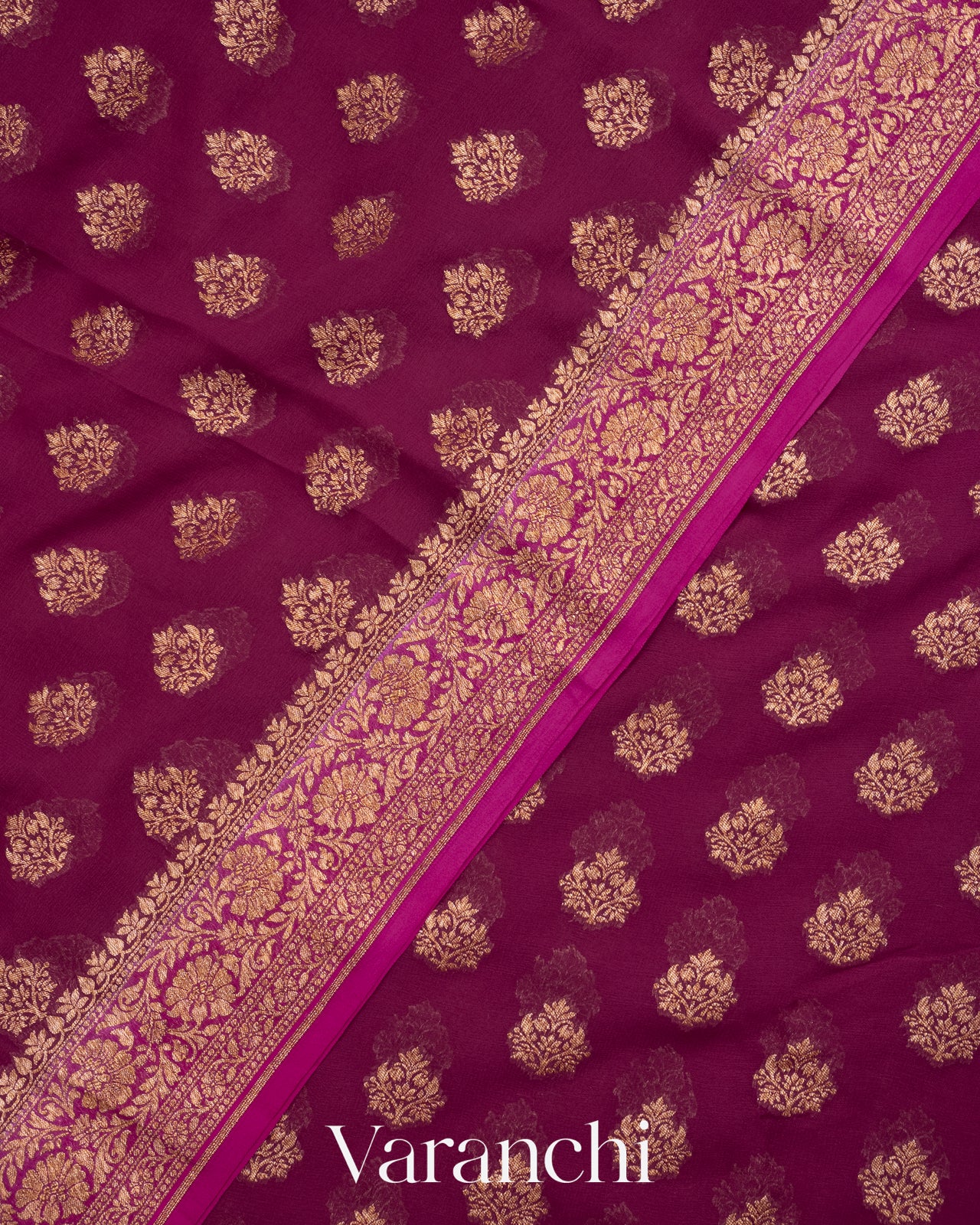 Wine Pure Georgette Silk Saree