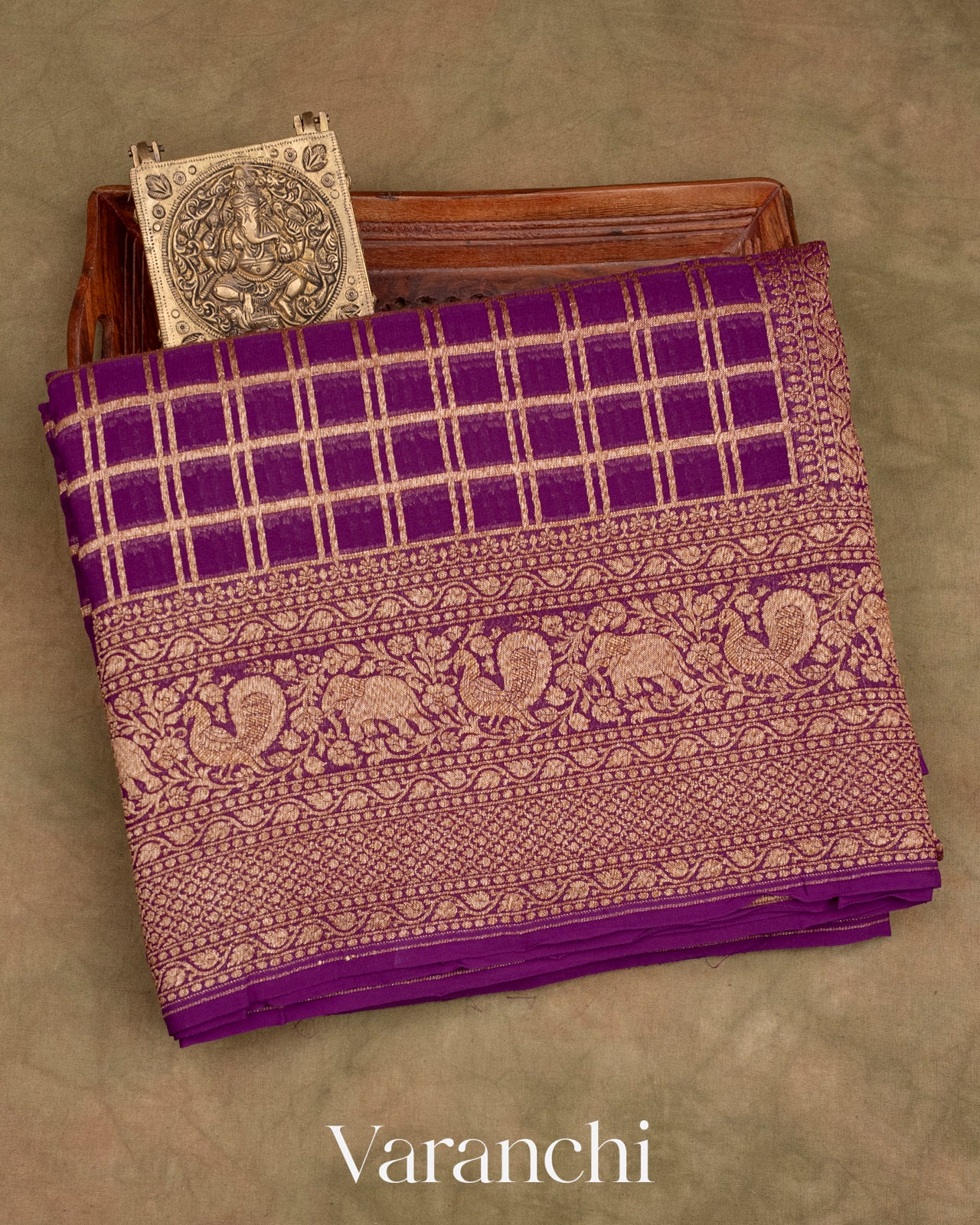 Deep Purple Pure Georgette Silk Saree