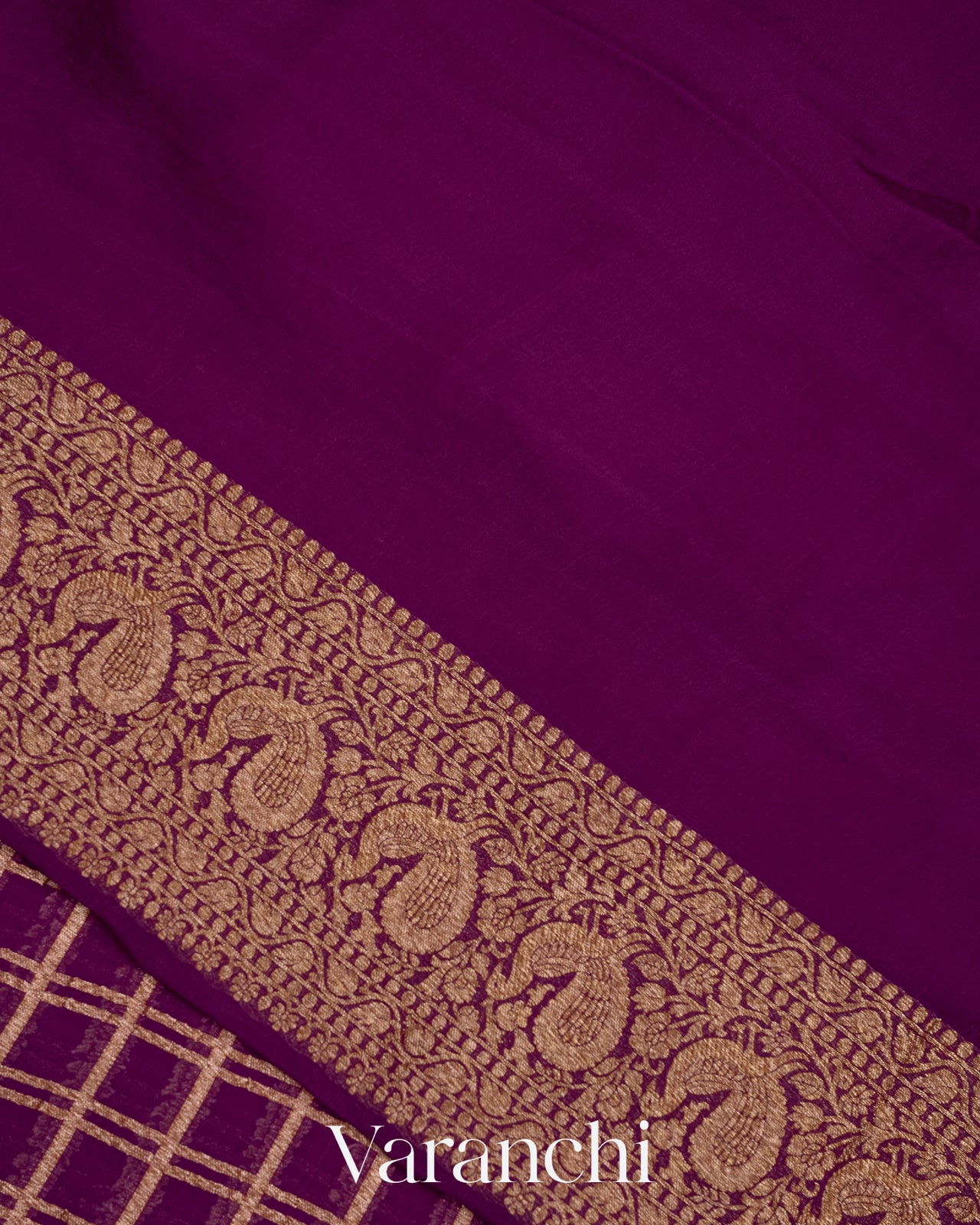 Deep Purple Pure Georgette Silk Saree