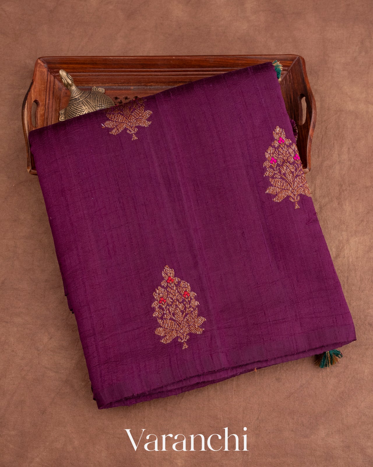 Purple Borderless Pure Raw Silk Handloom Saree