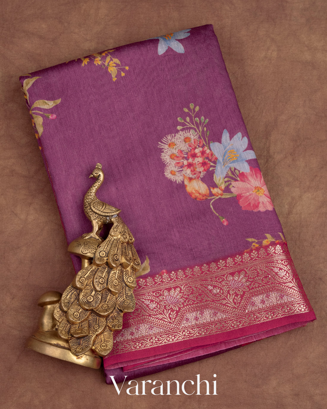 Purple Pure Moonga Silk Saree