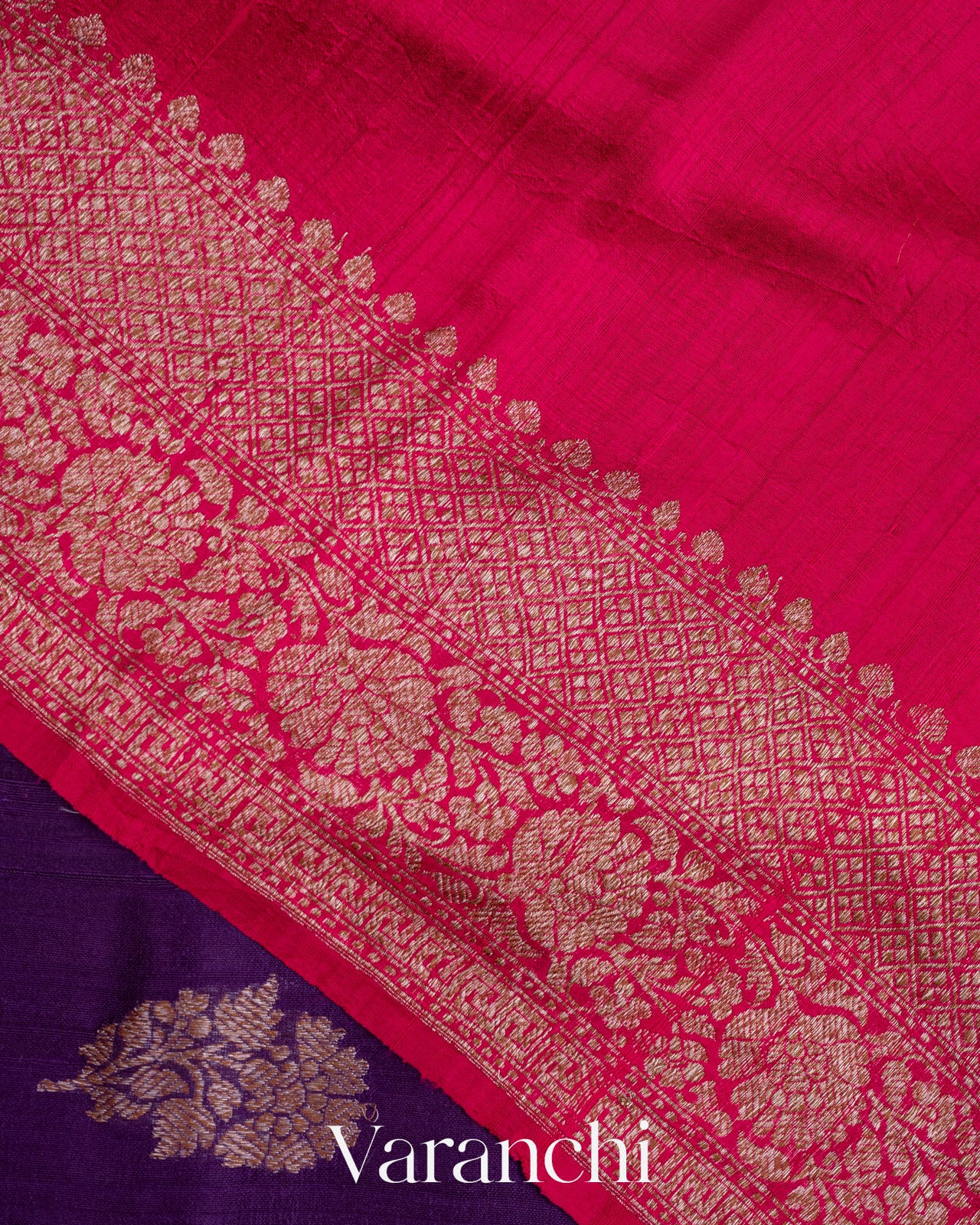 Purple Pure Raw Silk Handloom Saree