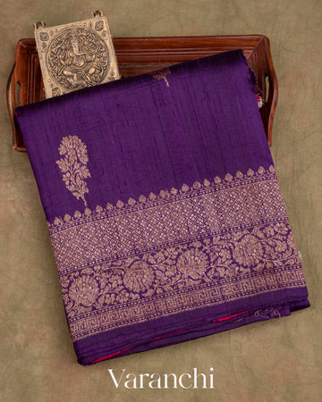 Purple Pure Raw Silk Handloom Saree