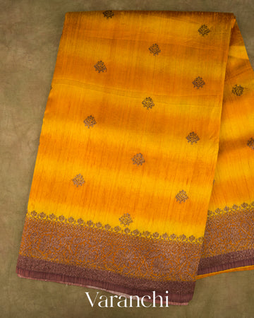 Yellow Shibori Pure Raw Silk Handloom Saree